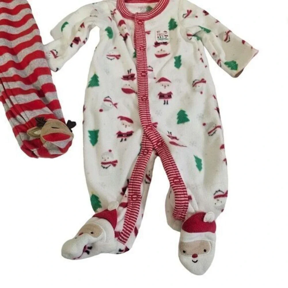 Just One You by Carter's Christmas Baby 3 Sleep‎ & Play Pajamas Travel Pillow NB